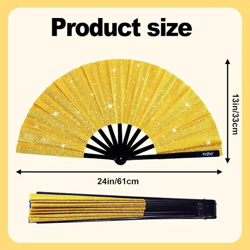 Krifey Large Folding Hand Fan – Bold Snap Fans for Line Dancing, Rave, EDM Festivals & Drag Shows – Statement Accessory for Women, Baddies & Party Queens in Saudi Arabia