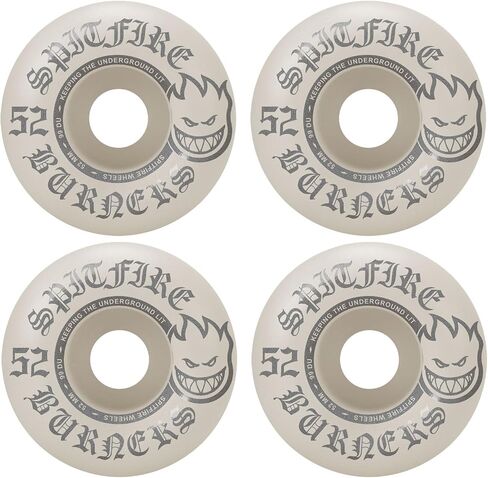 Spitfire Skateboard Wheels Burners 52mm 99A White/Silver with ABEC 5 Bearings in Saudi Arabia
