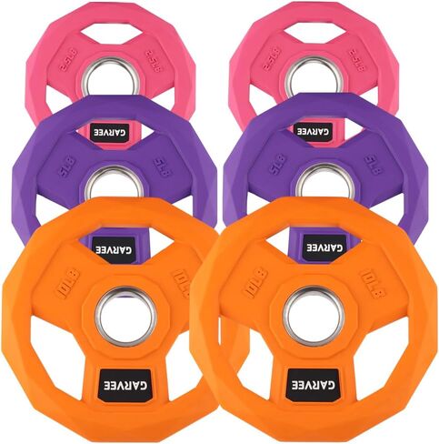 2-In-1 Cast Iron Rubber Coated Color-Coded Weight Plates – 2.5LB, 5LB, 10LB, 25LB, 35LB, 45LB Options | Single, Pair & Full Sets for Home Gym & Strength Training in Kuwait