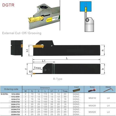 DGN Insert DGTR Holder Lathe Machining Cutting Toolholders Cutter Parting Face Grooving Tools 1Pcs(DGN3102C (1PC)) in Saudi Arabia