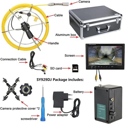 Industrial Endoscope DVR Video Recording 20M Cable with Meter Counter Sewer Pipe Inspection Cameraa,Drain Sewer Pipeline in Saudi Arabia
