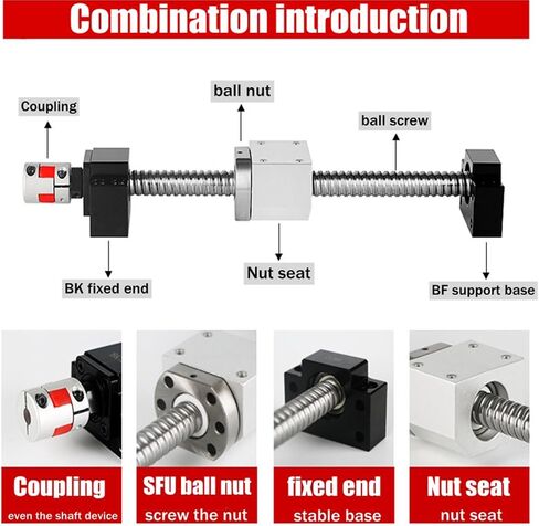 برغي الكرة المعدنية صامدة 1pcs 300-1000mm SFU1605 Ball Screw End مع BKBF12 + حامل الجوز + اقتران (400 مم) in Kuwait
