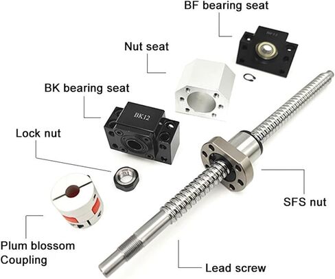Metal Ball Screw nut SFS1605 Rolled Ball Screw 200-1000mm with End Machined+Ball Nut+Nut Housing+BKBF12 End Support+Coupler(1000mm) in Saudi Arabia