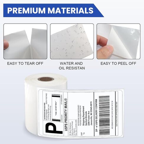 4"x6" Blank Direct Thermal Shipping Labels for Thermal Printer, Adhesive White Mailing Postage Thermal Paper Roll, 250 Labels per Roll (8 Rolls/2000) in Kuwait