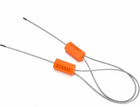 Steel Wire Security Cable Seals Disposable Heavy Duty Ties Straps Seal Numbered Anti-Tamper Package Tags Electricity/Water Meter Self-Locking Shipping for Container Trailer(50pcs,Orange) in Saudi Arabia