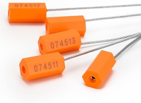 Steel Wire Security Cable Seals Disposable Heavy Duty Ties Straps Seal Numbered Anti-Tamper Package Tags Electricity/Water Meter Self-Locking Shipping for Container Trailer(50pcs,Orange) in Saudi Arabia