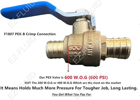 (10-Pack) EZ-Fluid 3/4" Pex Brass Ball Valve Full Port Water Stop Shut Off,LF,Plumbing Fittings on Both End for Pex Tubing,Barb Crimp Ring Type,Quarter Turn in Saudi Arabia