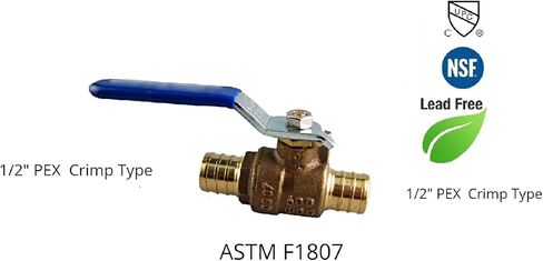 (10-Pack) EZ-Fluid 3/4" Pex Brass Ball Valve Full Port Water Stop Shut Off,LF,Plumbing Fittings on Both End for Pex Tubing,Barb Crimp Ring Type,Quarter Turn in Saudi Arabia