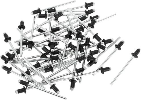 50 Pcs Dome Head Large Flange Blind Rivets Aluminum Black Silver Tone 3.2mm Grip Diameter 6.4mm Grip Length 6.7mm Flange Diameter in Saudi Arabia