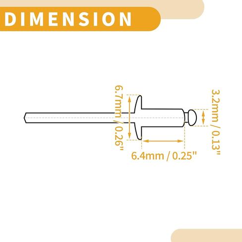 50 Pcs Dome Head Large Flange Blind Rivets Aluminum Black Silver Tone 3.2mm Grip Diameter 6.4mm Grip Length 6.7mm Flange Diameter in Saudi Arabia
