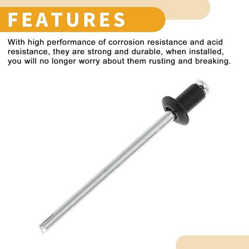 50 Pcs Dome Head Large Flange Blind Rivets Aluminum Black Silver Tone 3.2mm Grip Diameter 6.4mm Grip Length 6.7mm Flange Diameter in Saudi Arabia