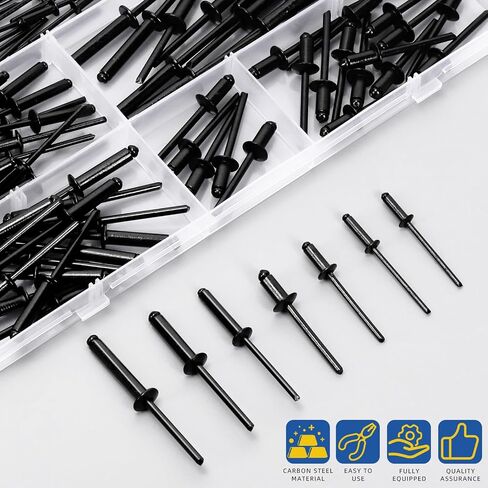 Glarks 130pcs 7 Sizes White Aluminum Blind Rivets, Aluminum Grip Steel Mandrel Pop Rivet, Pop Rivets Assortment Kit, Large Flange Rivets for Metal, Furniture, Automotive in Saudi Arabia