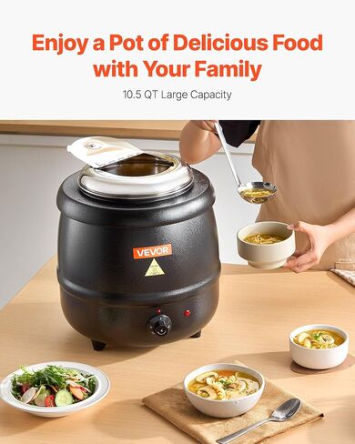 شوربة شوربة كهربائية في Vevor ، غلاية حساء تجارية 10QT مع 304 وعاء إدراج قابل للفولاذ المقاوم للصدأ ، 95 ~ 176 درجة فهرنه in Saudi Arabia