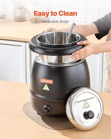 شوربة شوربة كهربائية في Vevor ، غلاية حساء تجارية 10QT مع 304 وعاء إدراج قابل للفولاذ المقاوم للصدأ ، 95 ~ 176 درجة فهرنه in Saudi Arabia