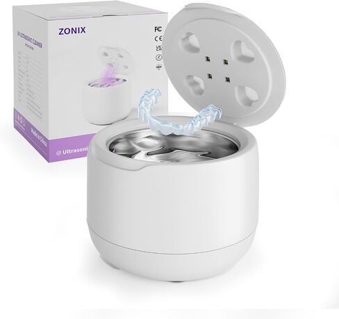 Ultrasonic Retainer Cleaner for Aligners & Mouth Guards, 45KHz Sonic Cleaning Machine with 2 Modes, 300ML Capacity - Safe for Jewelry & Daily Oral Care in Saudi Arabia