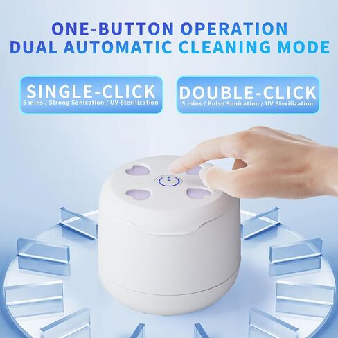 Ultrasonic Retainer Cleaner for Aligners & Mouth Guards, 45KHz Sonic Cleaning Machine with 2 Modes, 300ML Capacity - Safe for Jewelry & Daily Oral Care in Saudi Arabia