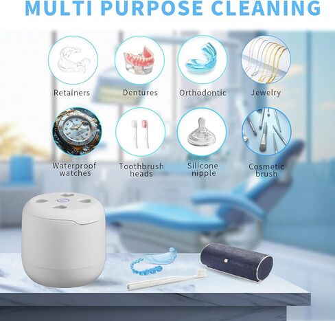 Ultrasonic Retainer Cleaner for Aligners & Mouth Guards, 45KHz Sonic Cleaning Machine with 2 Modes, 300ML Capacity - Safe for Jewelry & Daily Oral Care in Saudi Arabia