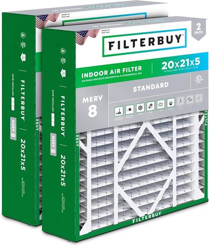 فلتر هواء فلتر 17.5 × 27 × 5 MERV 8 دفاع الغبار (عبوتان)، استبدال مرشحات الهواء الفرن المطوية HVAC للفرن المثالي (الحجم الفعلي: 17.13 × 26.13 × 4.97 بوصة) in Kuwait