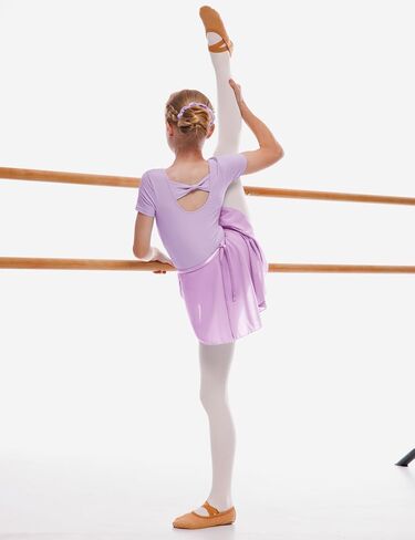 Girls Ballet Dance Short Sleeve Leotard with Removable Skirt and Tights Combo, Toddlers Gymnastics Ballerina Outfit in Saudi Arabia