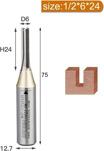 Arden TCT 3 Flutes مباشرة موجه التقطيع متعدد الوظائف بتة حفر تقليم نقش الخشب MDF طحن الخشب (12.7x6x24) in Saudi Arabia