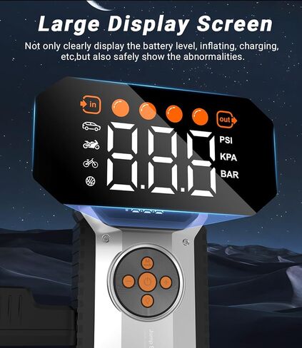 Car Jump Starter with Air Compressor, 4000A Portable Jump Starter Battery Pack with 150PSI Tire Inflator (All Gas/8L Diesel) Jump Box 12V Car Battery Charger, 3 Modes Flashlight and Jumper Cables in Kuwait