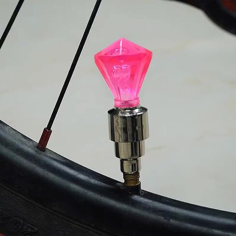 8 Pack Valve Stem LED Cap for Bike Bicycle Car Motorcycle Wheel Tire Light Lamp to Increase Night-Time and Bad Weather Visibility for Safety (Gem Shape, Pink) in Saudi Arabia