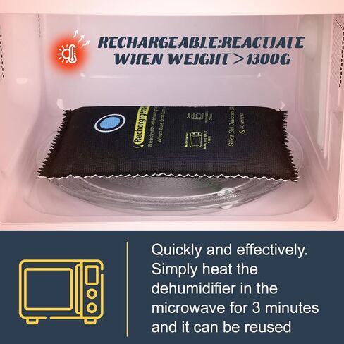 1000g Rechargeable Silica Gel Desiccant Pack of 1, Moisture Absorbers Bag, Discoloration Desiccant Dehumidifier for Dry and Storage Home Closets Gun Safe Cars, Black in Saudi Arabia