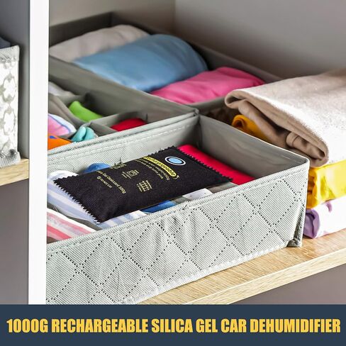 1000g Rechargeable Silica Gel Desiccant Pack of 1, Moisture Absorbers Bag, Discoloration Desiccant Dehumidifier for Dry and Storage Home Closets Gun Safe Cars, Black in Saudi Arabia