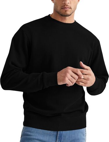 Sleepdown Men's Crewneck Sweatshirt, Soft Midweight Long Sleeve Fleece Sweatshirt for Men, Basic Pullover Mens Sweatshirt in Kuwait