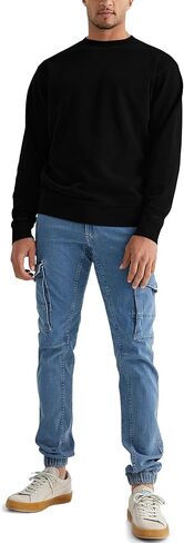 Sleepdown Men's Crewneck Sweatshirt, Soft Midweight Long Sleeve Fleece Sweatshirt for Men, Basic Pullover Mens Sweatshirt in Kuwait