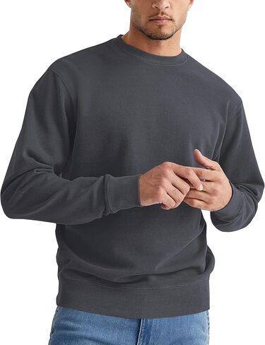 Sleepdown Men's Crewneck Sweatshirt, Soft Midweight Long Sleeve Fleece Sweatshirt for Men, Basic Pullover Mens Sweatshirt in Kuwait