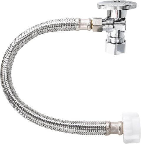 طقم خط إمداد مياه خرطوم المرحاض - 12 "طول 3/8" شركات x 7/8 "قبل الميلاد خرطوم موصل المرحاض مضفرًا وإغلاق مياه المرحاض 1/2 بوصة مدخل X 3/8 بوصة OD OD الزاوية in Saudi Arabia