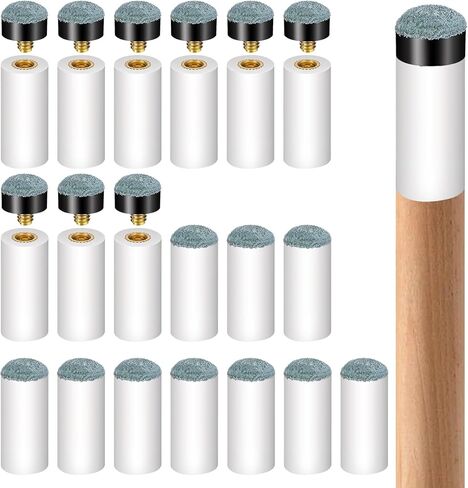 Xindojuz 20 PCS Pool Stick Tips, 12mm Billiard Cue Tips Replacement Repair Kit, Screw-On Snooker Pool Cue Stick Ferrules for Pools Table Cues Stick-Tips Head and Leather Snooker-Stick (Gray) in Saudi Arabia