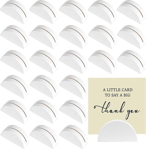 24PCS White Table Number Stands, Wooden Lightweight Wedding Table Name Holder, Small Size Place Card Holders, Semicircular Design, for Office Tag Photo Menu Clips Wedding Birthday Party Restaurant in Saudi Arabia