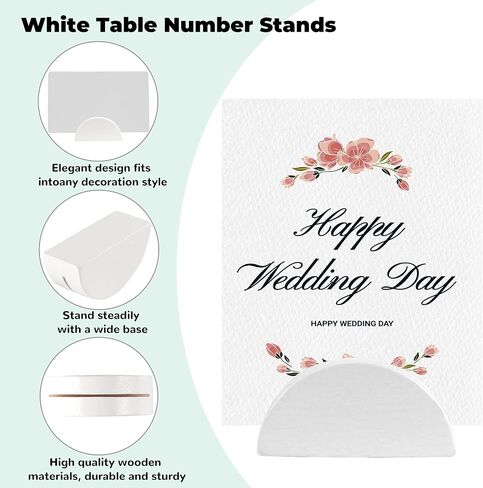 24PCS White Table Number Stands, Wooden Lightweight Wedding Table Name Holder, Small Size Place Card Holders, Semicircular Design, for Office Tag Photo Menu Clips Wedding Birthday Party Restaurant in Saudi Arabia