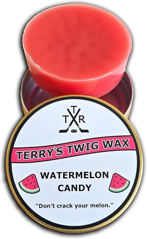 Terry's Twig Wax - Watermelon Candy (شمع عصا الهوكي المعطرة) لشريط شفرة الهوكي ، وزيادة التحكم في الصولجان ، حيل عصا ميشيغان ، مقاومة للماء in Saudi Arabia