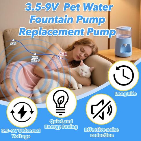 Water Fountain Pump Replacement - 3.5-9V White Mini Submersible Pump,USB-5800 for Pet Fountains, Fish Tanks, Crafts & Plants - Quiet, Durable & Universal Fit in Saudi Arabia