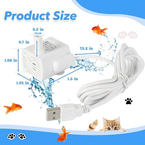 Water Fountain Pump Replacement - 3.5-9V White Mini Submersible Pump,USB-5800 for Pet Fountains, Fish Tanks, Crafts & Plants - Quiet, Durable & Universal Fit in Saudi Arabia