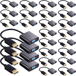 20 حزمة منفذ عرض إلى محولات VGA مطلية بالذهب DP إلى محولات VGA أسود DP إلى محولات VGA محولات كابل ذكر إلى أنثى متوافقة مع شاشة الكمبيوتر وجهاز العرض والكمبيوتر المحمول والكمبيوتر الشخصي HDTV in Kuwait