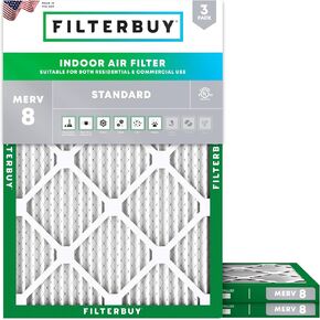 Filterbuy 16x25x1 Air Filter MERV 8 Dust Defense (3-Pack), Pleated HVAC AC Furnace Air Filters Replacement (Actual Size: 15.50 x 24.50 x 0.75 Inches) in Saudi Arabia