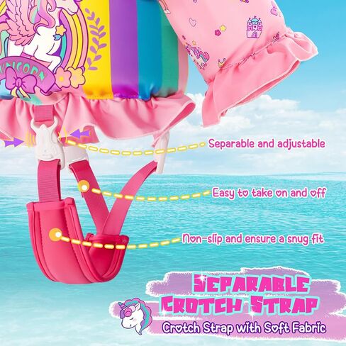Toddler Swim Vest for Girls 22-55 lbs, Kids Adjustable Mermaid Toddler Floaties W/Shoulder Harness Arm Wings, Swim Float for Pool Beach&Summer Beginners Arm Floaties,Water Float for 2-6 Years Old in Saudi Arabia