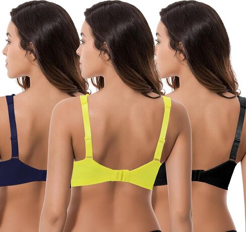 Curve Muse Plus Size Minimizer Unlined Wireless Bra with Lace Embroidery-3Pack-Blush,Sage,Nude-38C in Kuwait