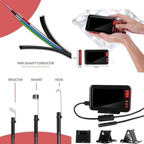 Detachable Industrial Endoscope, 4.3-Inch IPS Screen Endoscope Inspection Camera, Built-in 8 LED 8Mm Lens IP67 Waterproof USB Automobile Inspection Endoscope,5M in Saudi Arabia