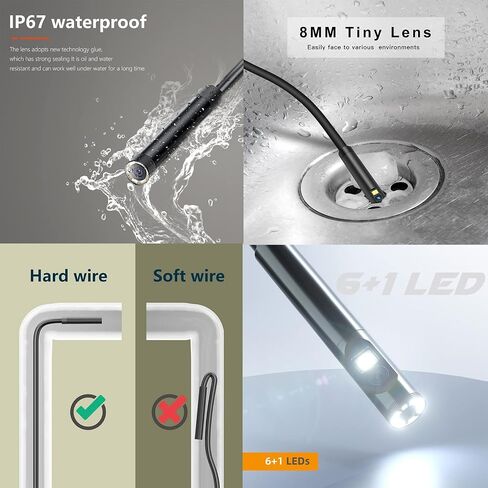 Dual-Lens Industrial Endoscope, Drainage Endoscope Camera, 4.5 Inch IPS Screen Handheld Industrial Endoscope for Pipeline Detection and Vehicle Inspection,8mm,10M in Saudi Arabia