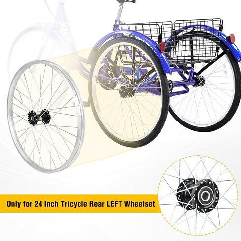 WEEROCK 24/26 بوصة عجلات عجلات ثلاثية الثلاثة ، سبيكة الألومنيوم واحدة 24 "/26" العجلات اليمنى اليمنى للدراجات 24/26 بوصة 3 عجلة ، Trikes in Saudi Arabia