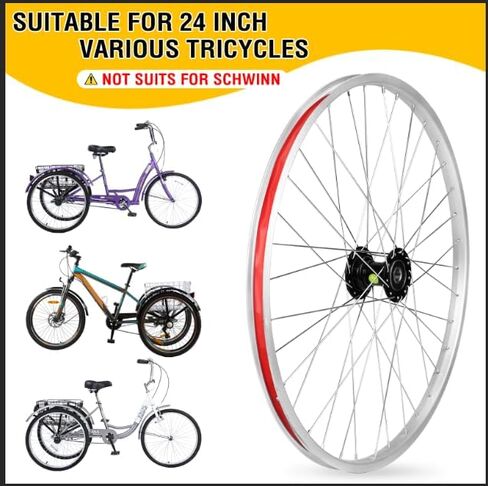 WEEROCK 24/26 بوصة عجلات عجلات ثلاثية الثلاثة ، سبيكة الألومنيوم واحدة 24 "/26" العجلات اليمنى اليمنى للدراجات 24/26 بوصة 3 عجلة ، Trikes in Saudi Arabia