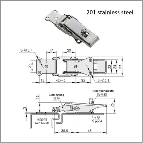 القفل من الفولاذ المقاوم للصدأ قفل الآلات الصناعية والمعدات قفل الباب قفل القفل قفل مشبك قفل 1pcs (DK605-SUS201) in Saudi Arabia