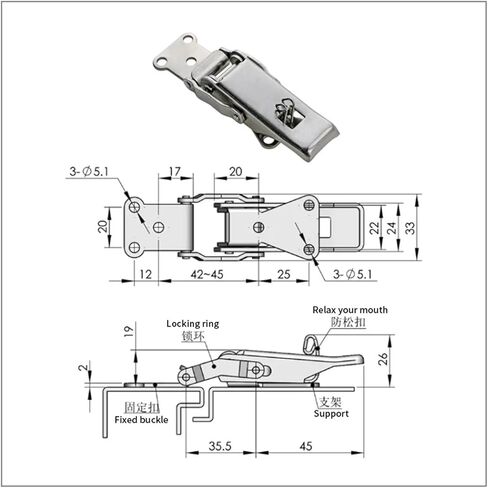 Stainless Steel Buckle Lock Industrial Machinery and Equipment Cabinet Door Lock Buckle Buckle Lock 1Pcs(DK605-SUS201) in Kuwait