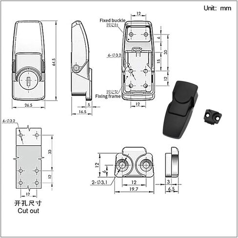 قفل قفل مربع قفل قفل الباب مخبأ مشبك الخزانة الكهربائية قفل صندوق قفل مربع صغير 1pcs (مع قفل غير لامع) in Kuwait