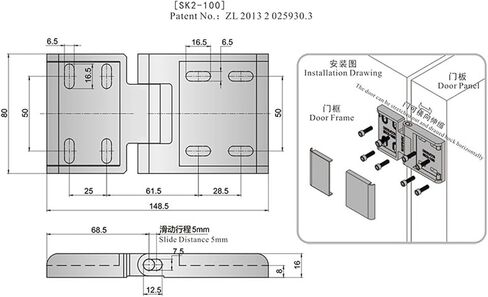 الحديثة شاقة SK2-100 الباب الصناعي مفصلات الكروم الصناعية مع المكشوف من سبيكة الزنك بعقب المفصلات 1PCs in Kuwait